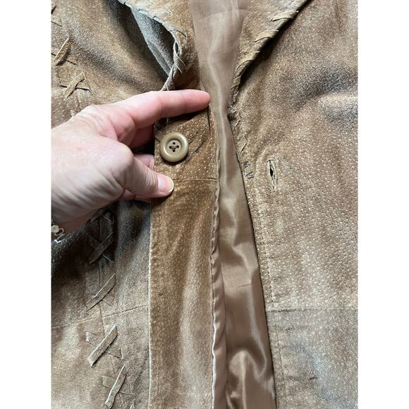 Rampage Y2K Western/Cowgirl/Boho Suede Leather Jacket with Criss-Cross Laces - Picture 7 of 11